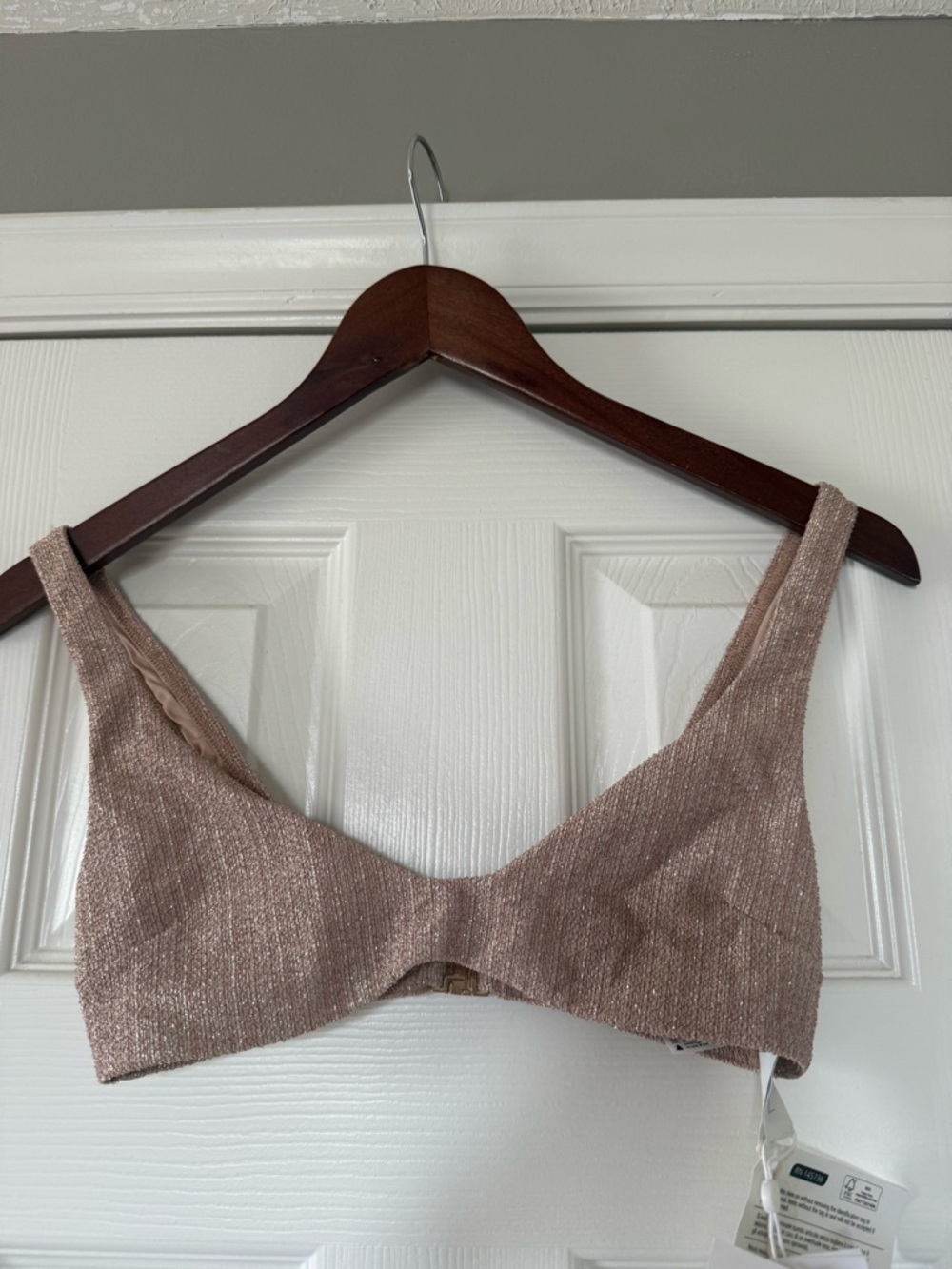 New Zimmermann Swim Metallic Texture Nude Color Scoop Bikini Top size 0 - Picture 3 of 8